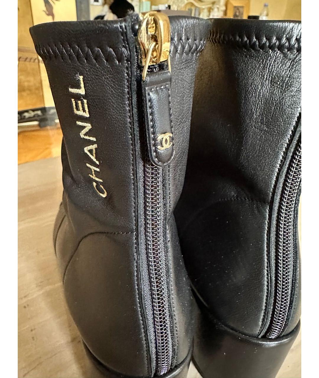 CHANEL Черные кожаные ботильоны, фото 5