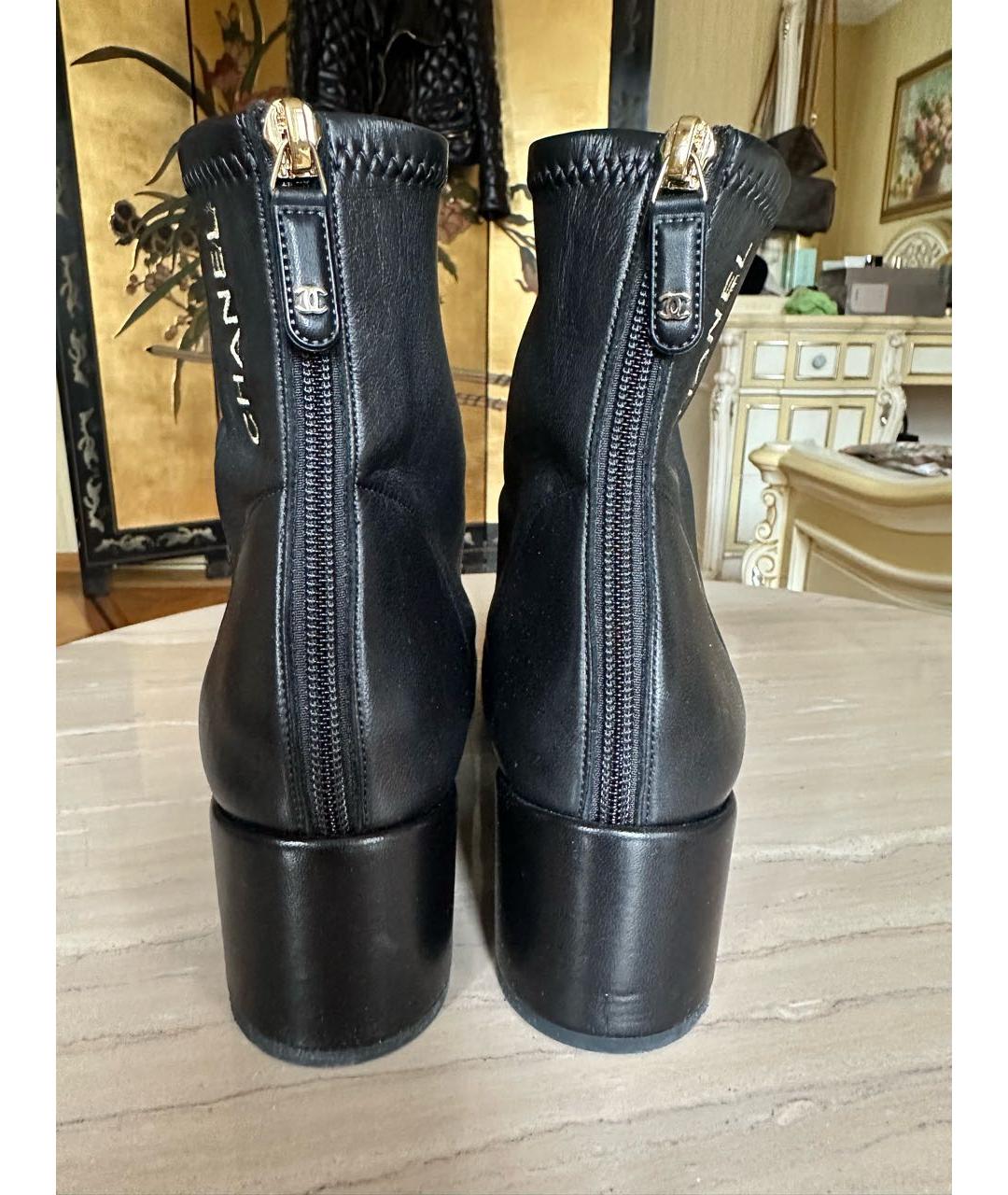 CHANEL Черные кожаные ботильоны, фото 4