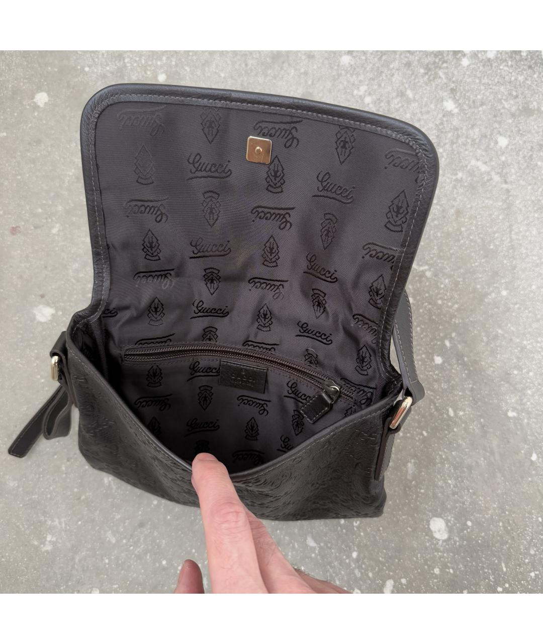 GUCCI Коричневая кожаная сумка через плечо, фото 5