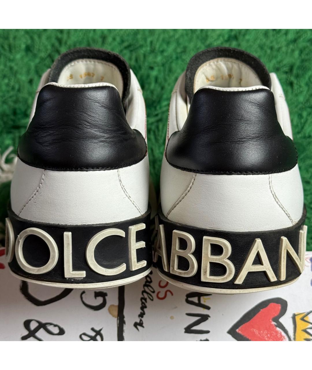 DOLCE&GABBANA Белые кожаные низкие кроссовки / кеды, фото 6