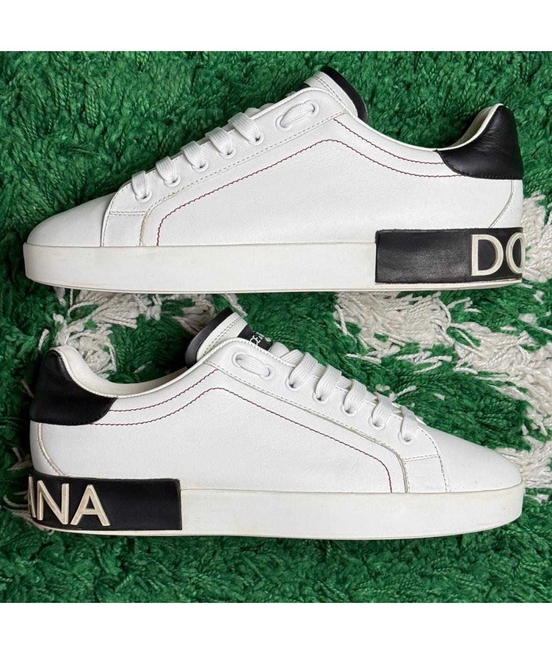 DOLCE&GABBANA Белые кожаные низкие кроссовки / кеды, фото 4