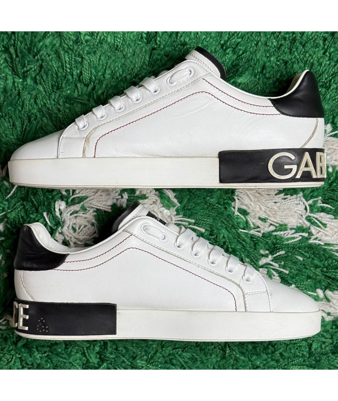 DOLCE&GABBANA Белые кожаные низкие кроссовки / кеды, фото 5