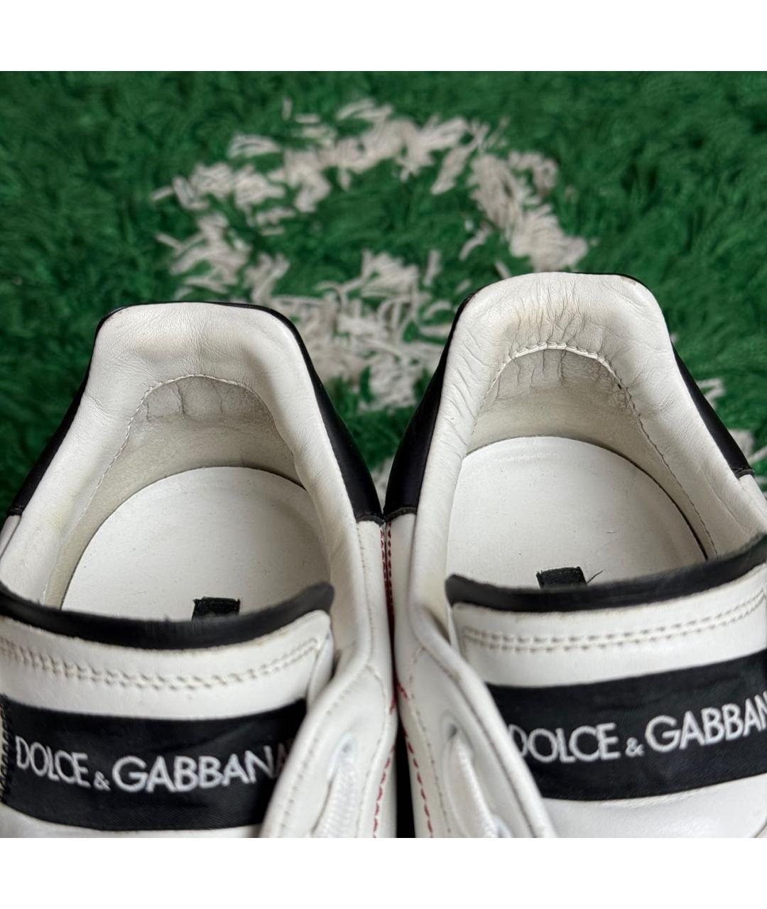 DOLCE&GABBANA Белые кожаные низкие кроссовки / кеды, фото 7