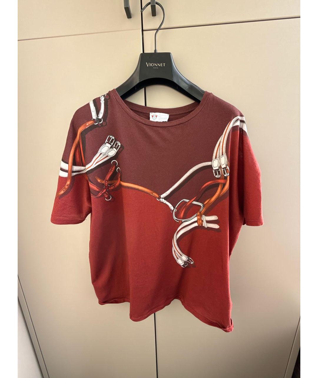 GUCCI Бордовая хлопковая футболка, фото 5