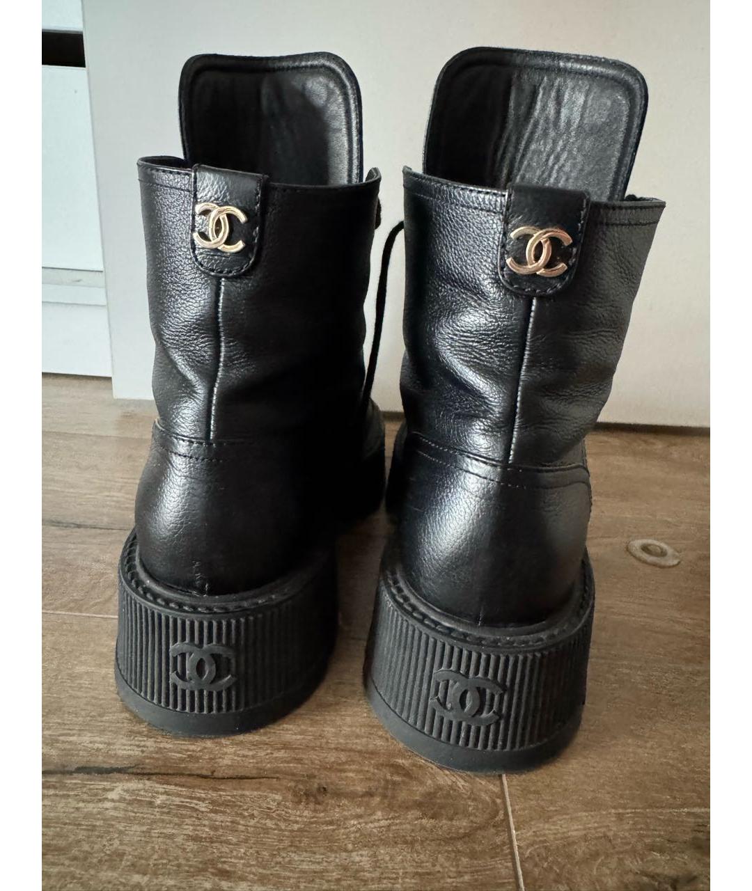 CHANEL Черные кожаные ботинки, фото 4
