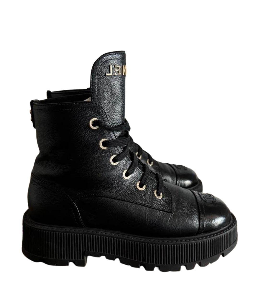 CHANEL Черные кожаные ботинки, фото 8