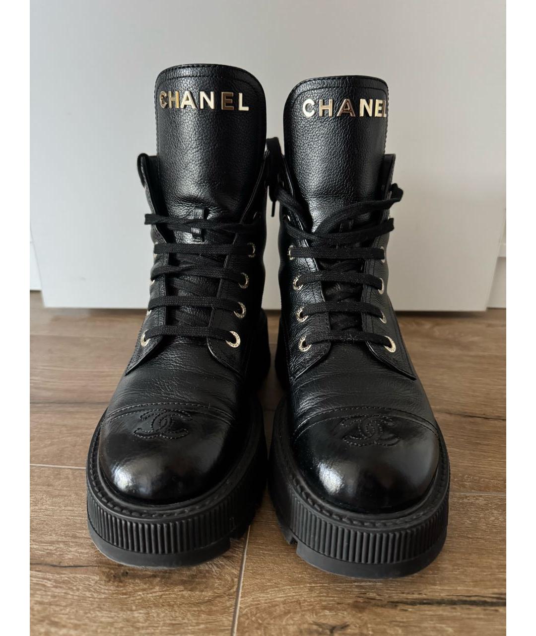 CHANEL Черные кожаные ботинки, фото 2