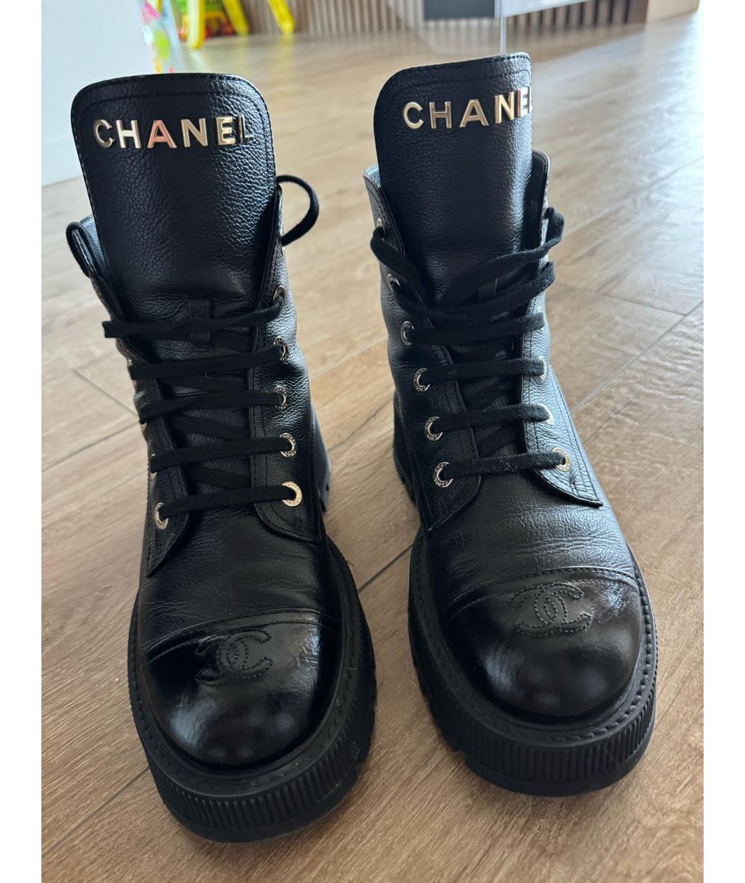CHANEL Черные кожаные ботинки, фото 6