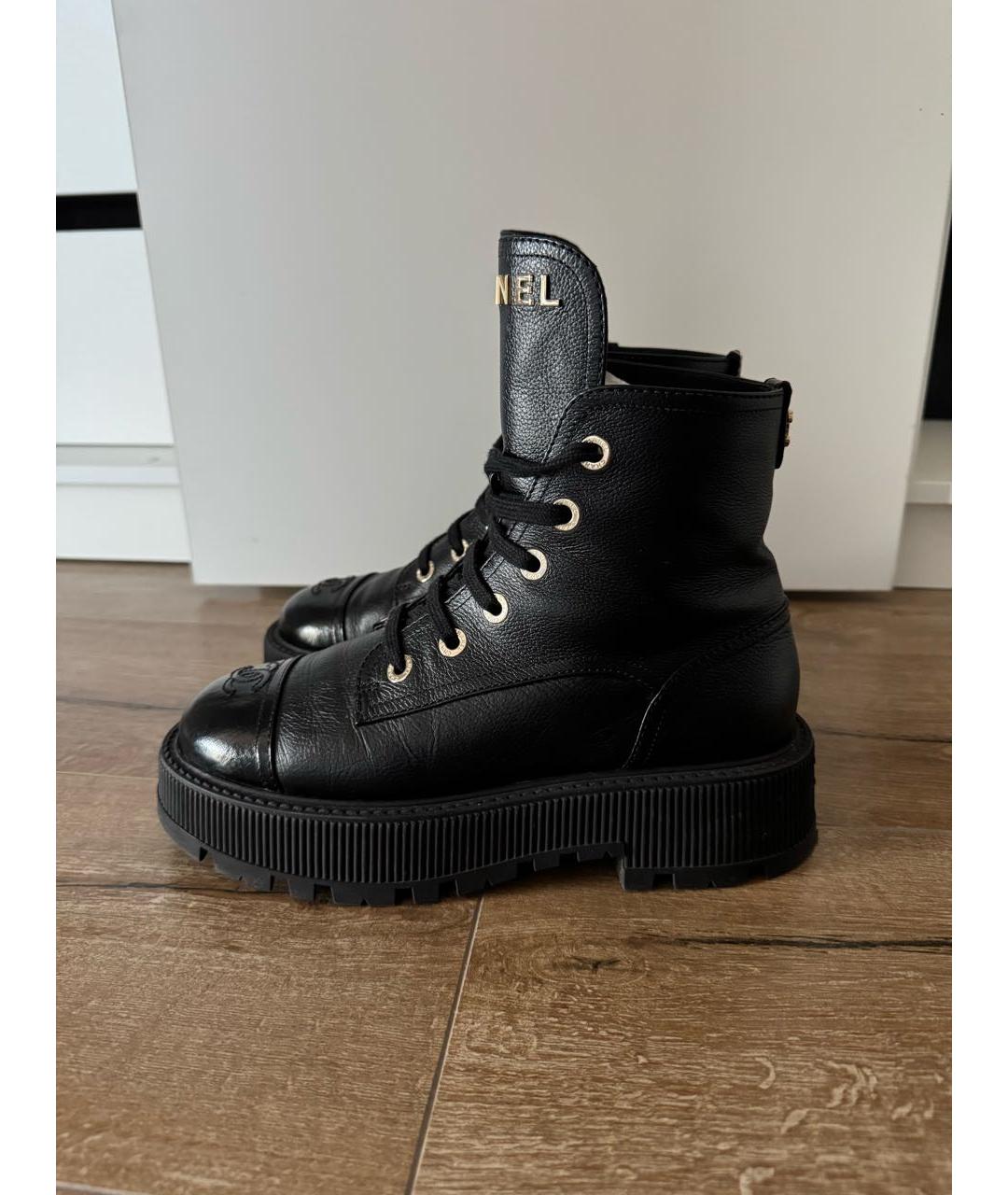 CHANEL Черные кожаные ботинки, фото 7