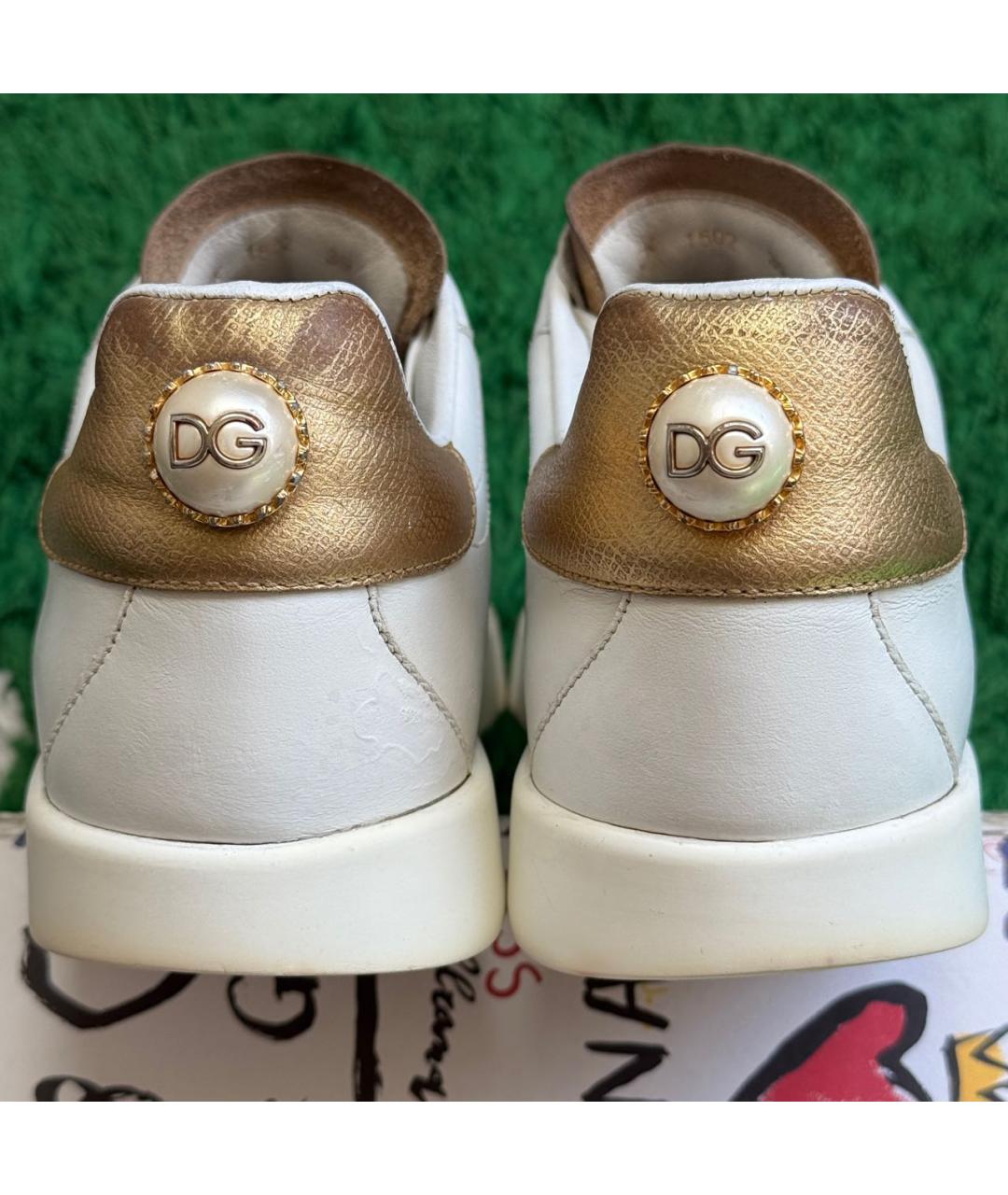 DOLCE&GABBANA Золотые кожаные кеды, фото 6