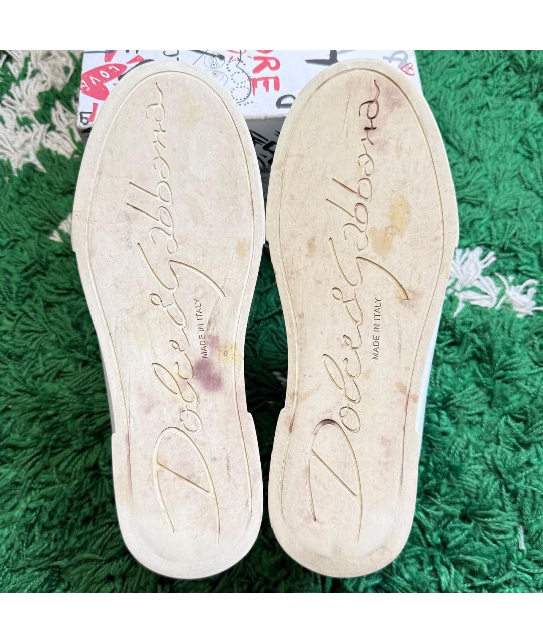 DOLCE&GABBANA Золотые кожаные кеды, фото 8