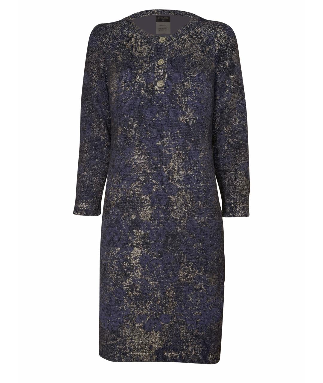 CHANEL Темно-синее кашемировое повседневное платье, фото 1