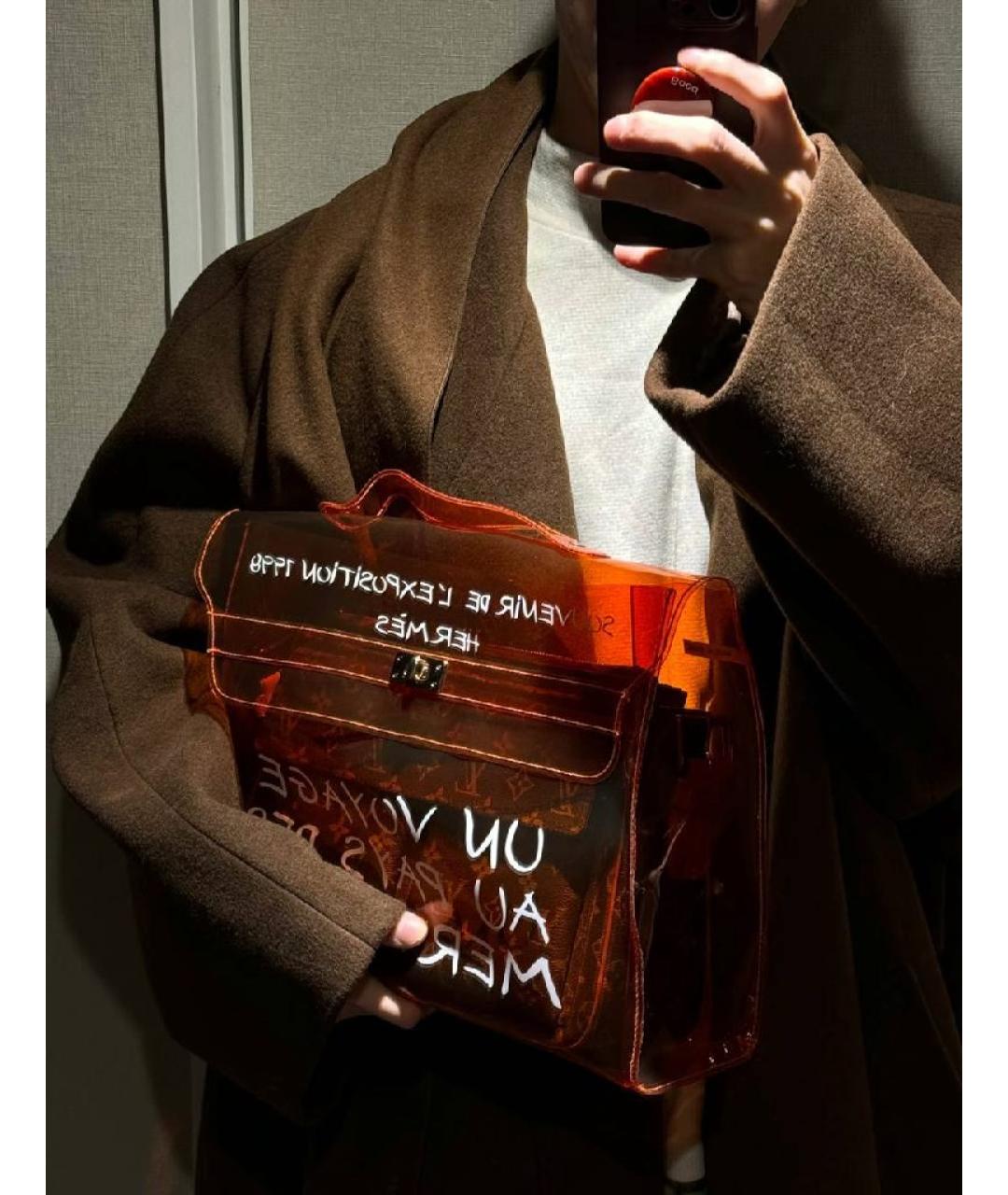 HERMES Оранжевая сумка с короткими ручками, фото 5