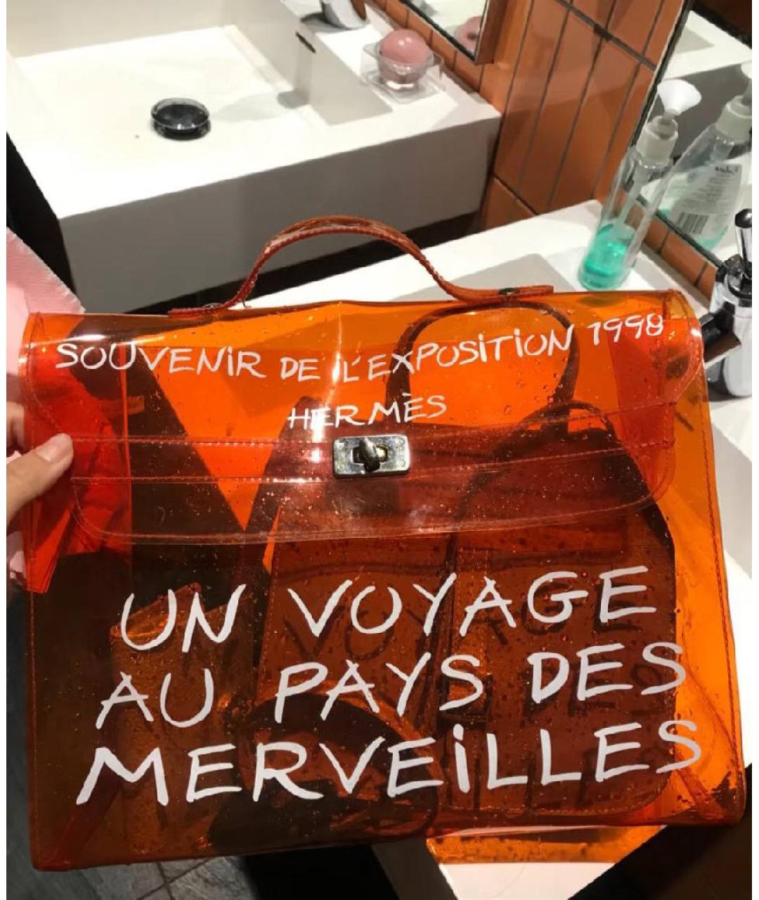 HERMES Оранжевая сумка с короткими ручками, фото 3