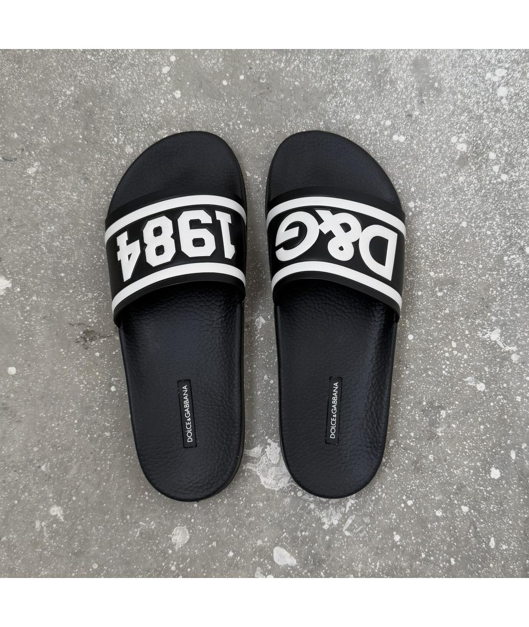 DOLCE&GABBANA Черные резиновые шлепанцы, фото 3