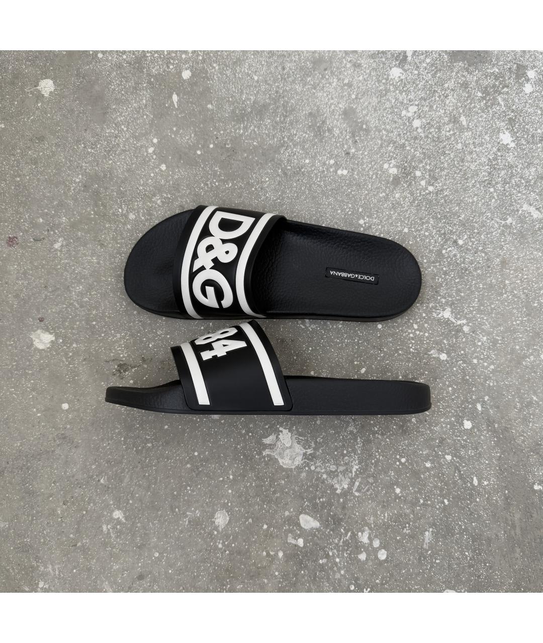 DOLCE&GABBANA Черные резиновые шлепанцы, фото 2