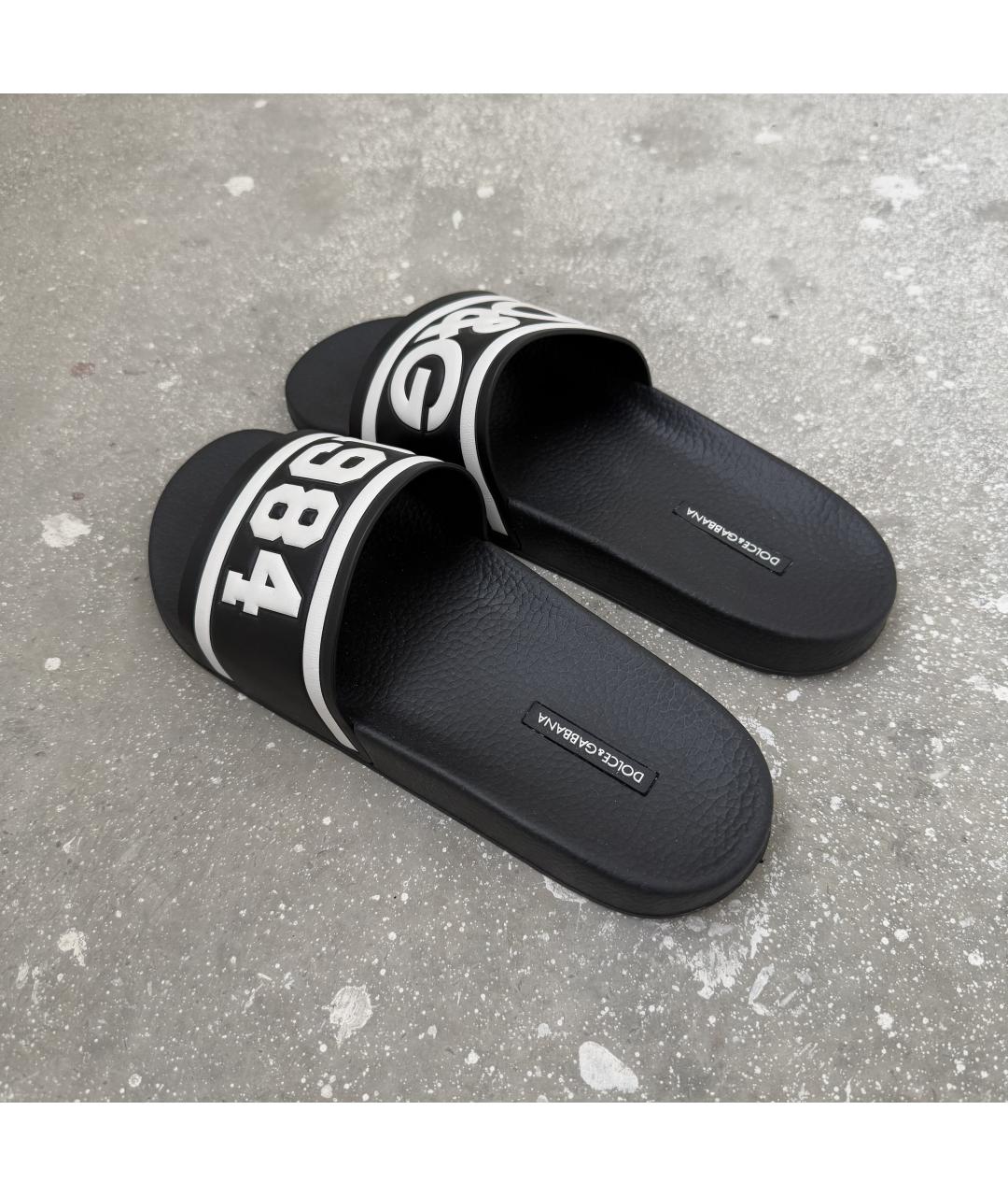 DOLCE&GABBANA Черные резиновые шлепанцы, фото 6