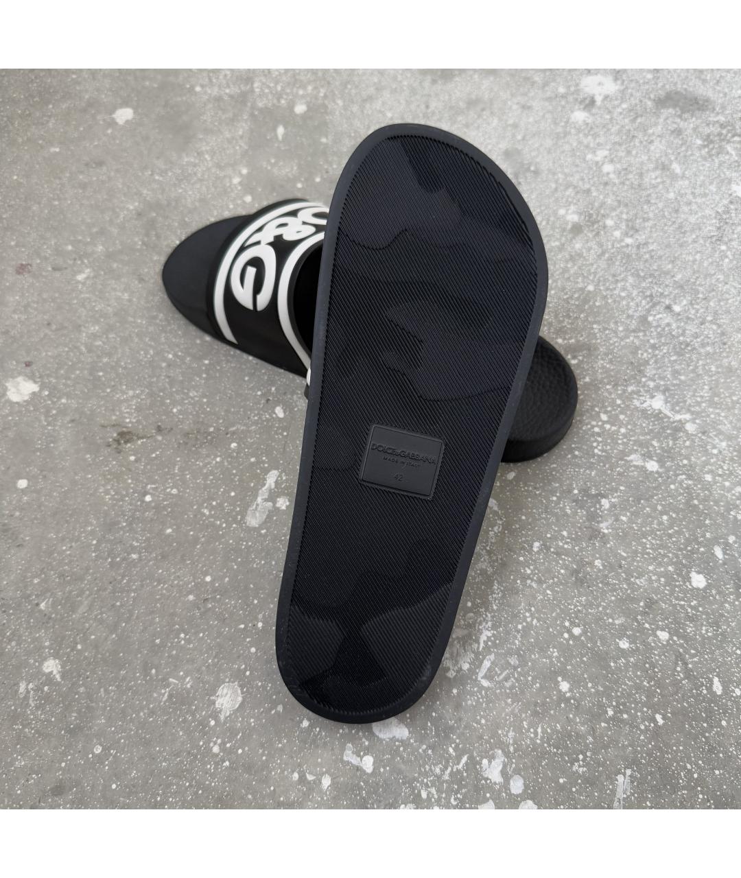 DOLCE&GABBANA Черные резиновые шлепанцы, фото 7