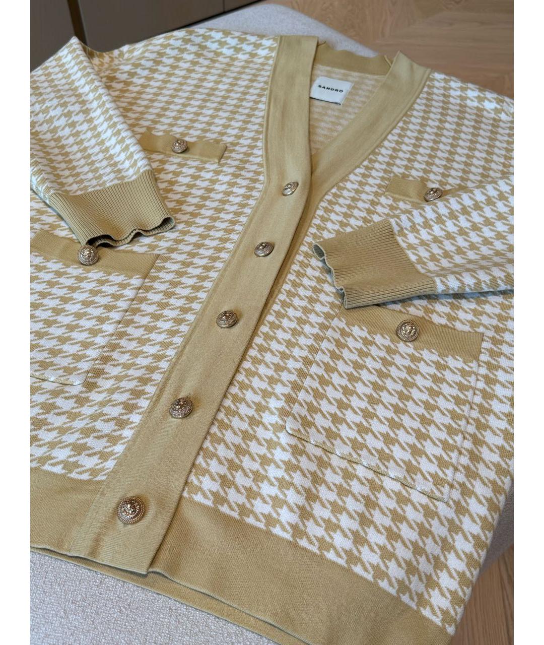 SANDRO Горчичный хлопковый кардиган, фото 4