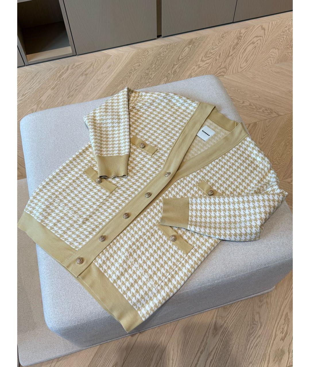 SANDRO Горчичный хлопковый кардиган, фото 9