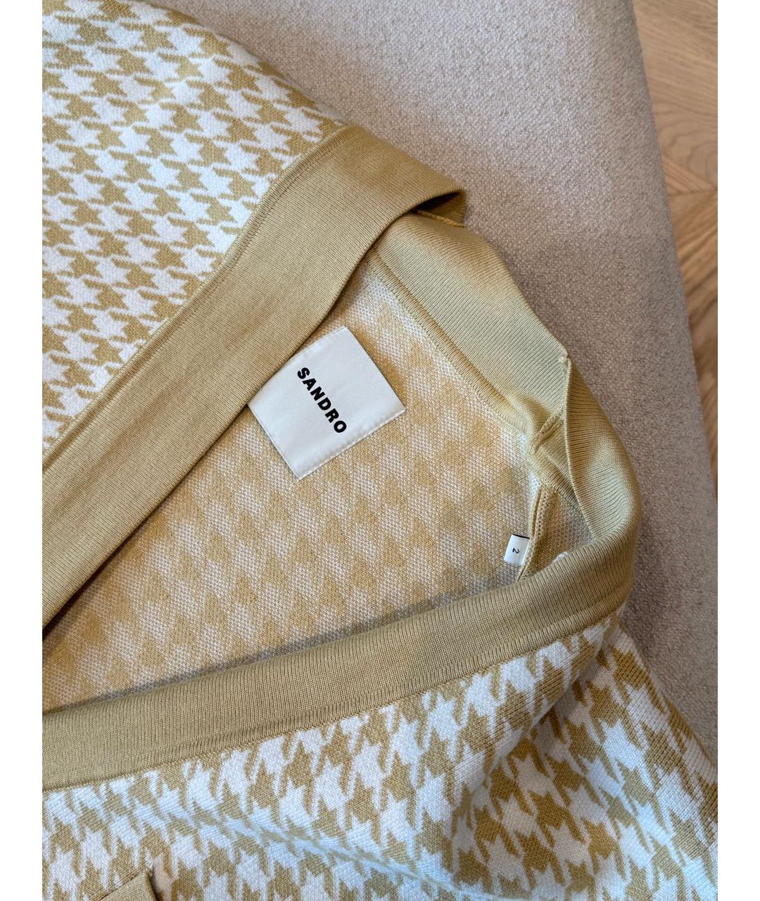 SANDRO Горчичный хлопковый кардиган, фото 3