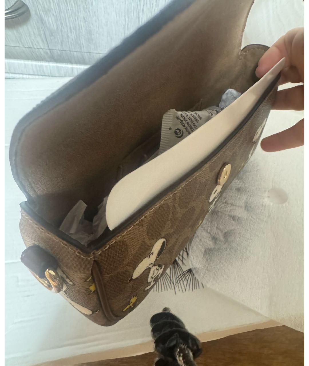 COACH Коричневая кожаная сумка через плечо, фото 4