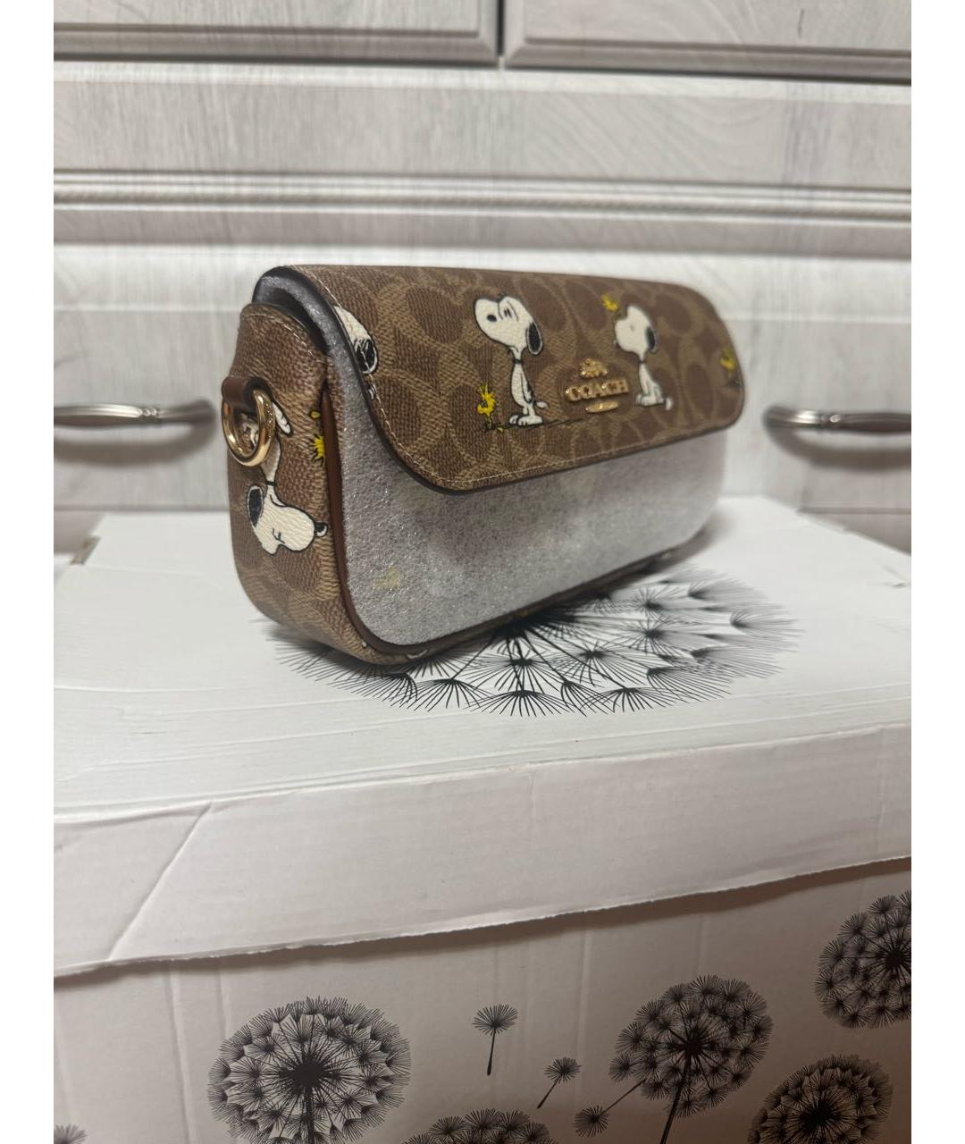 COACH Коричневая кожаная сумка через плечо, фото 2