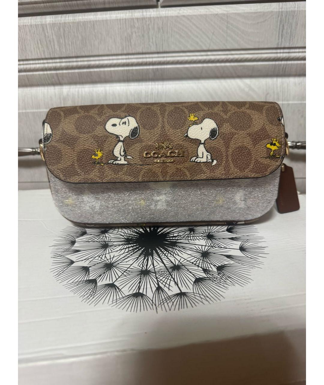 COACH Коричневая кожаная сумка через плечо, фото 5