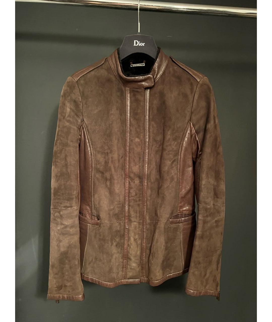 GIORGIO ARMANI Коричневая кожаная дубленка, фото 7