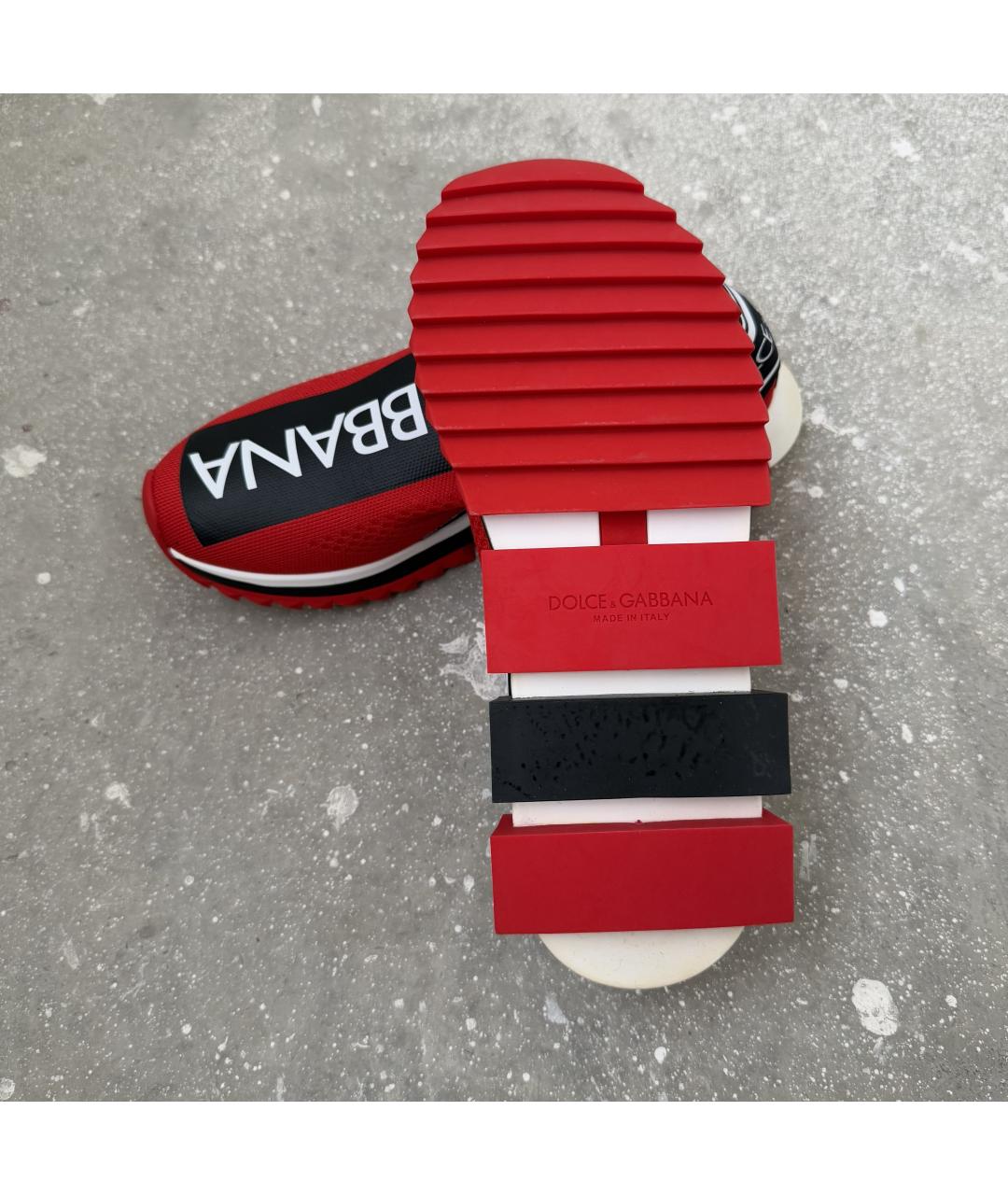 DOLCE&GABBANA Красные текстильные низкие кроссовки / кеды, фото 7