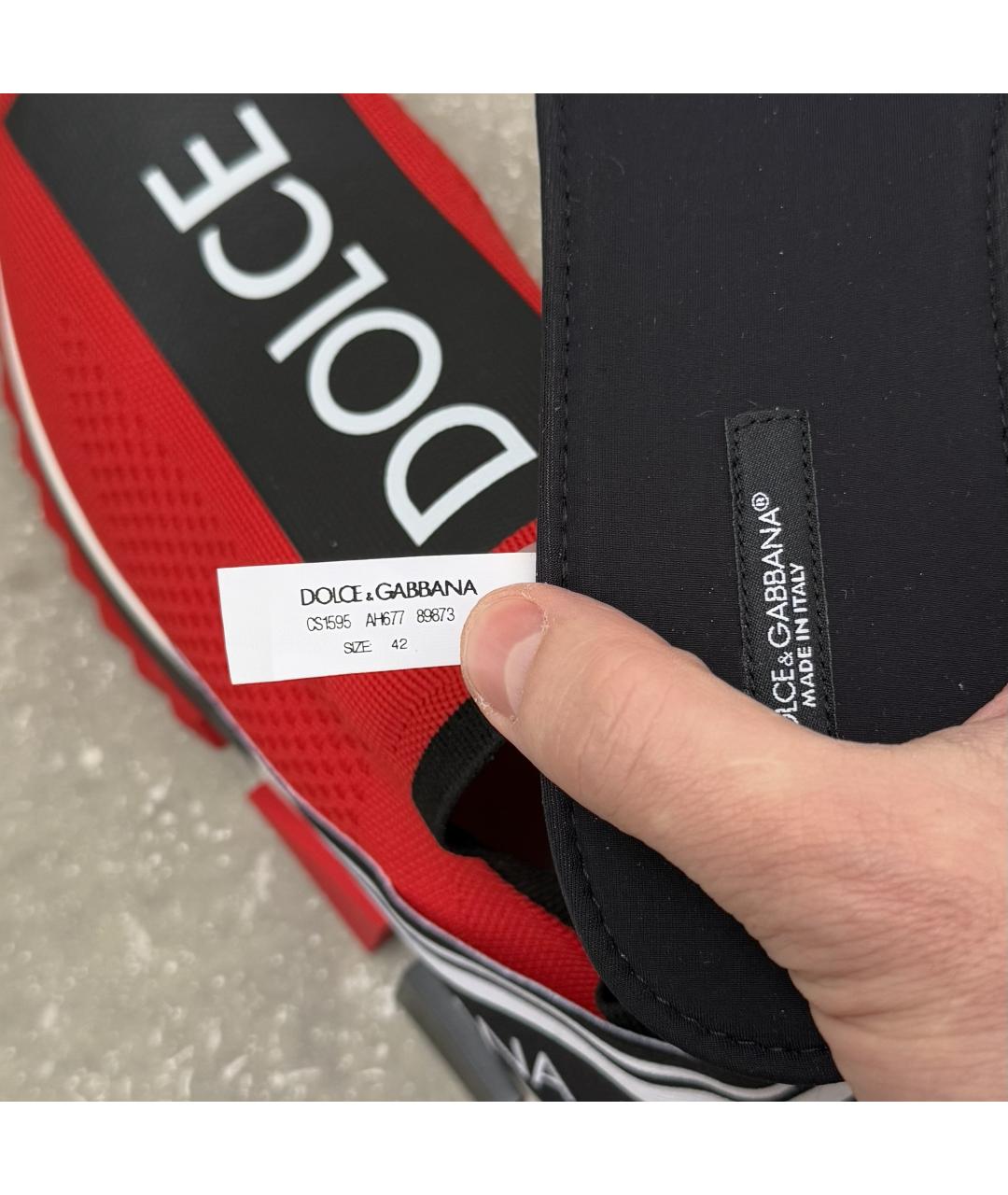 DOLCE&GABBANA Красные текстильные низкие кроссовки / кеды, фото 9