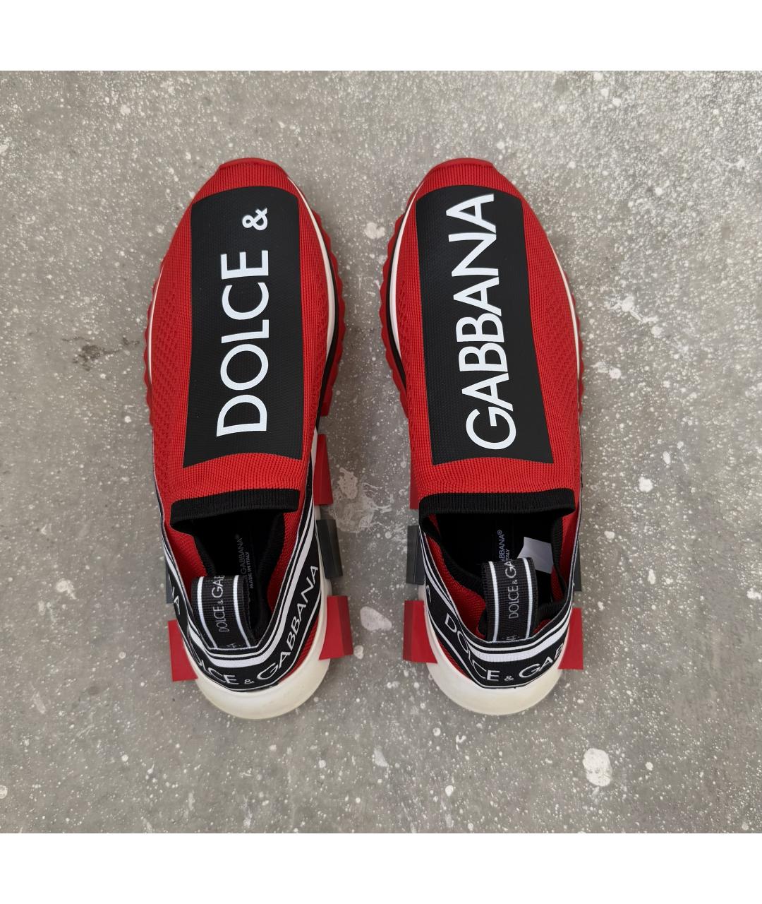 DOLCE&GABBANA Красные текстильные низкие кроссовки / кеды, фото 5