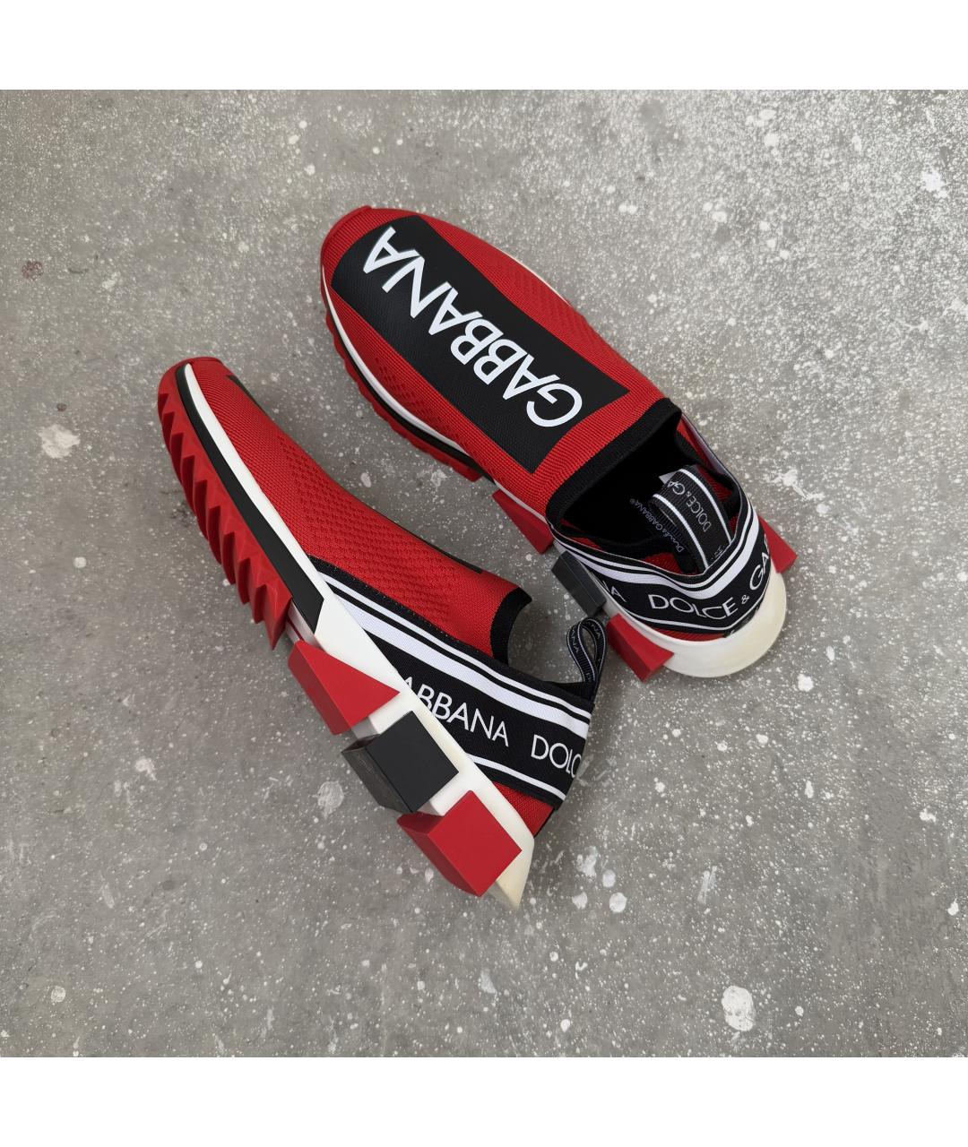 DOLCE&GABBANA Красные текстильные низкие кроссовки / кеды, фото 4