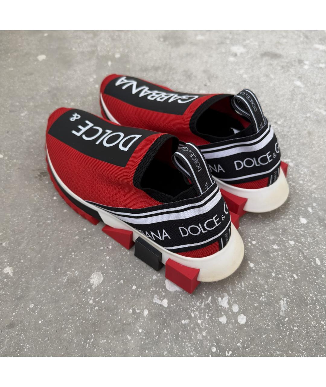 DOLCE&GABBANA Красные текстильные низкие кроссовки / кеды, фото 3