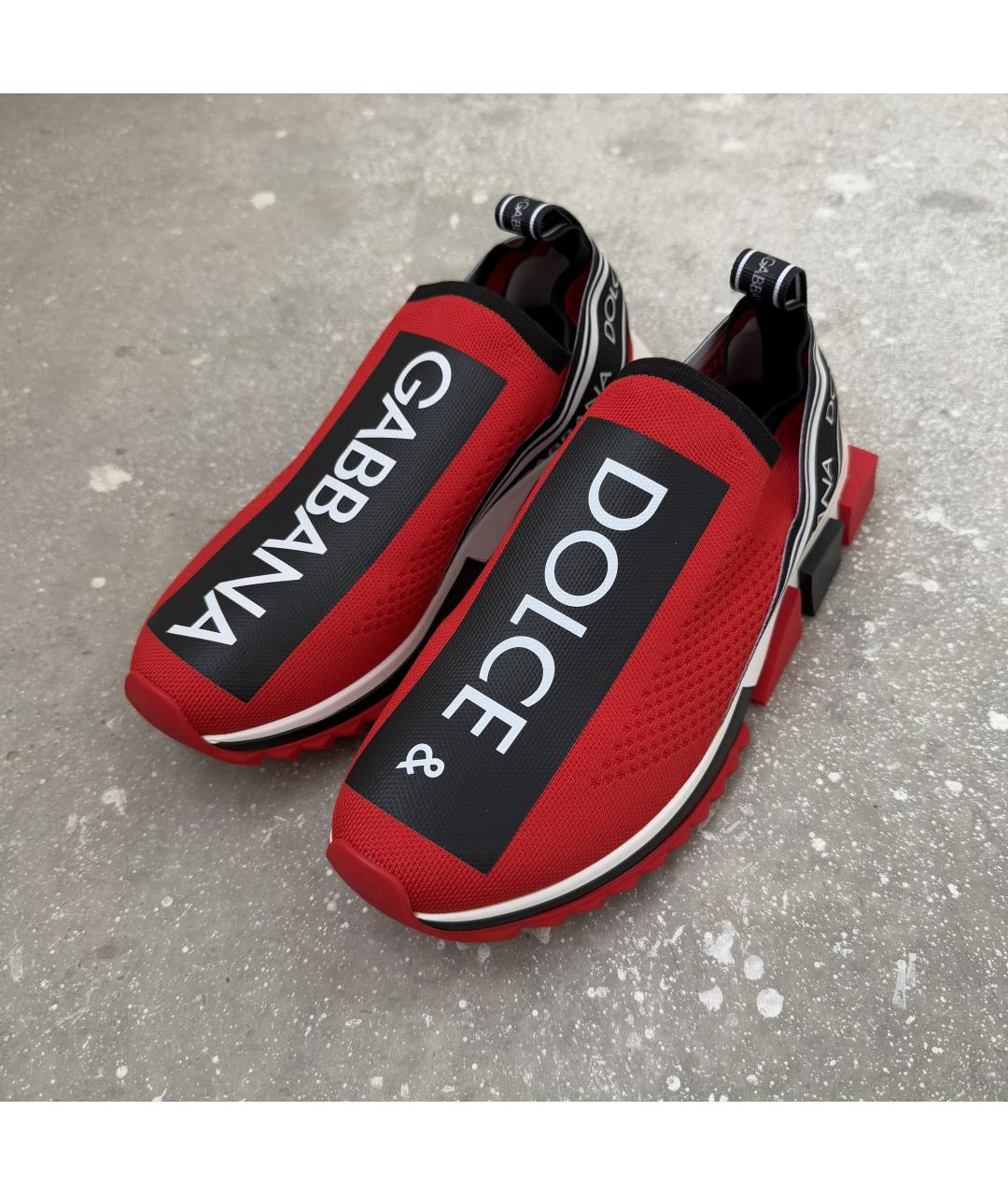 DOLCE&GABBANA Красные текстильные низкие кроссовки / кеды, фото 2