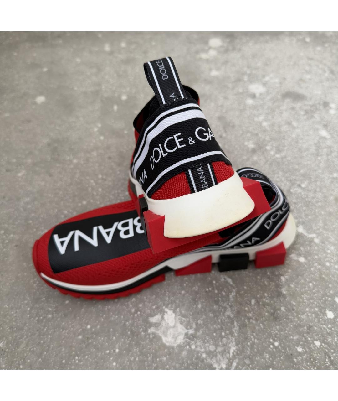 DOLCE&GABBANA Красные текстильные низкие кроссовки / кеды, фото 8