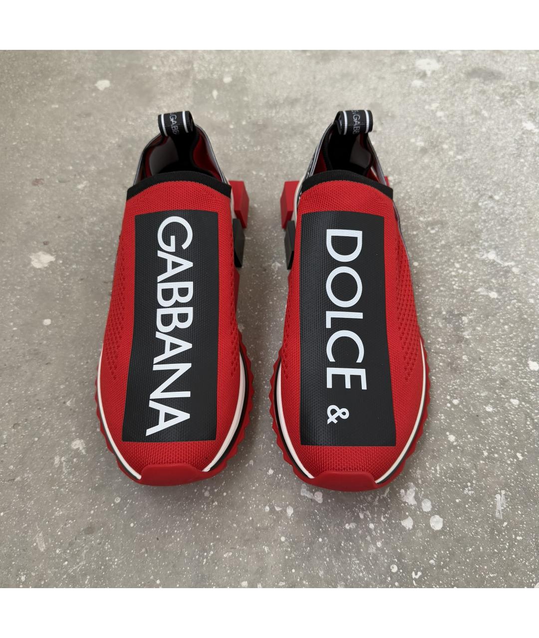 DOLCE&GABBANA Красные текстильные низкие кроссовки / кеды, фото 6