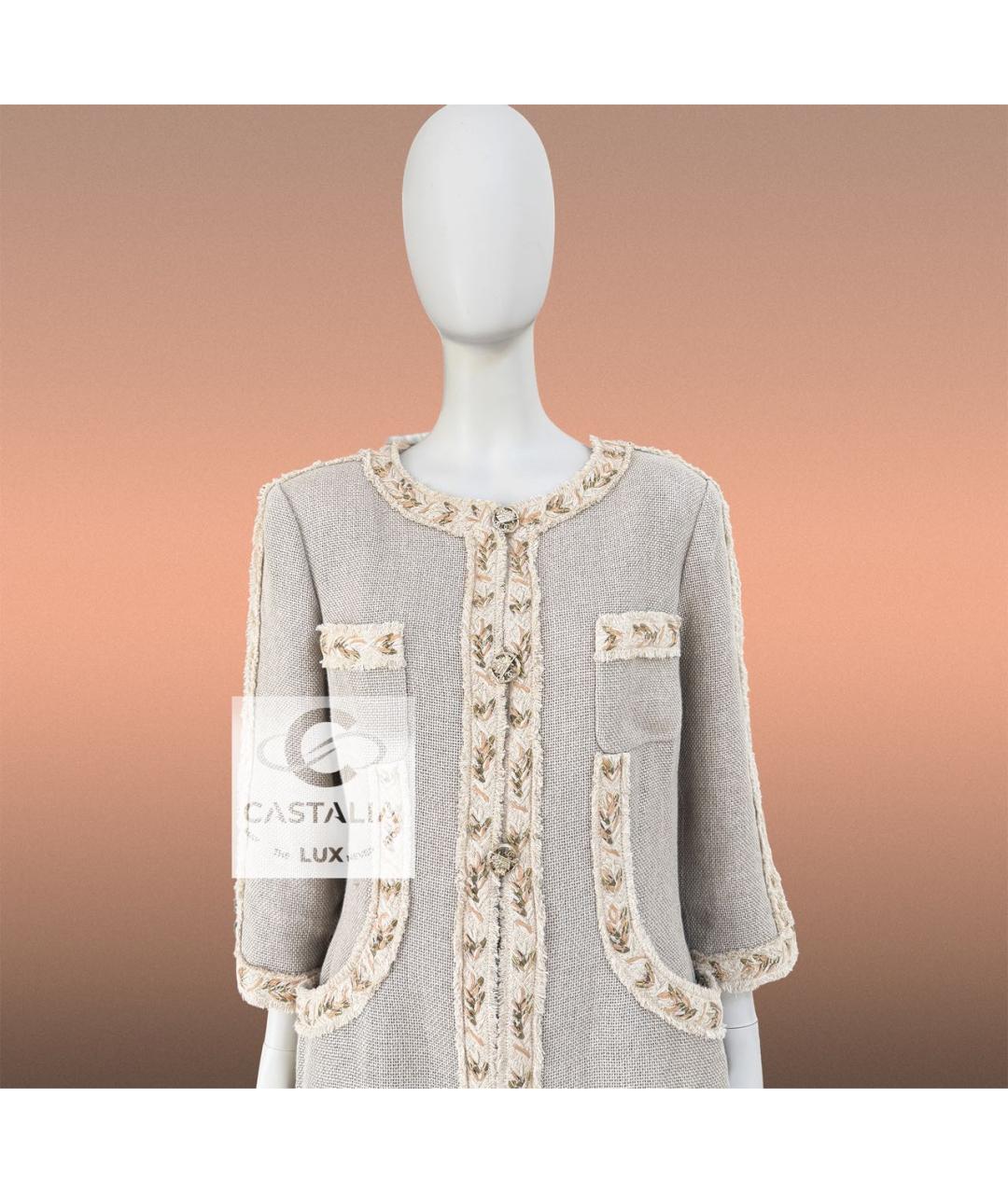 CHANEL Бежевый хлопковый жакет/пиджак, фото 5