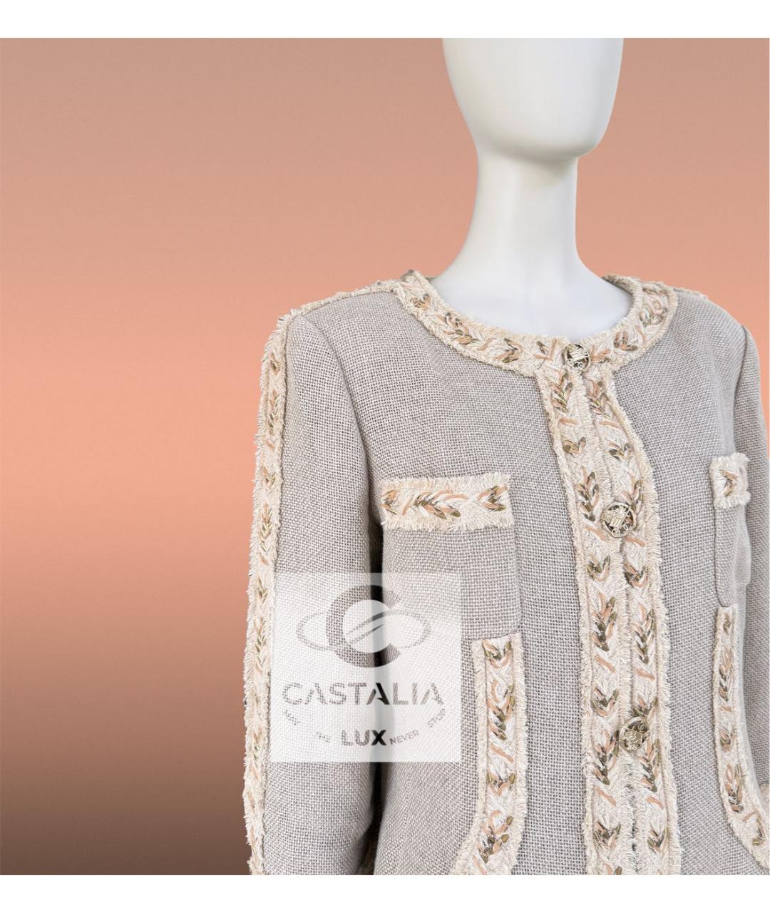 CHANEL Бежевый хлопковый жакет/пиджак, фото 7