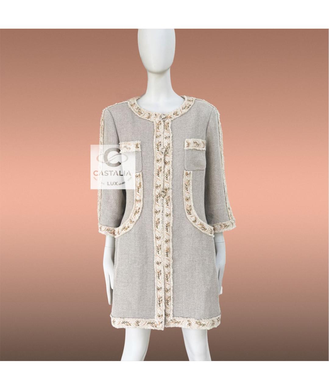 CHANEL Бежевый хлопковый жакет/пиджак, фото 4