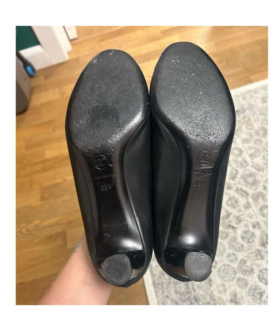 CHANEL Черные кожаные туфли, фото 4