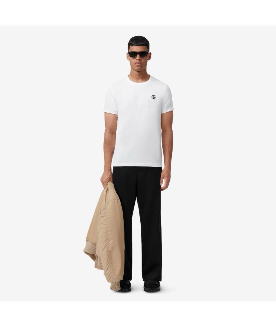 BURBERRY Белая хлопковая футболка, фото 4