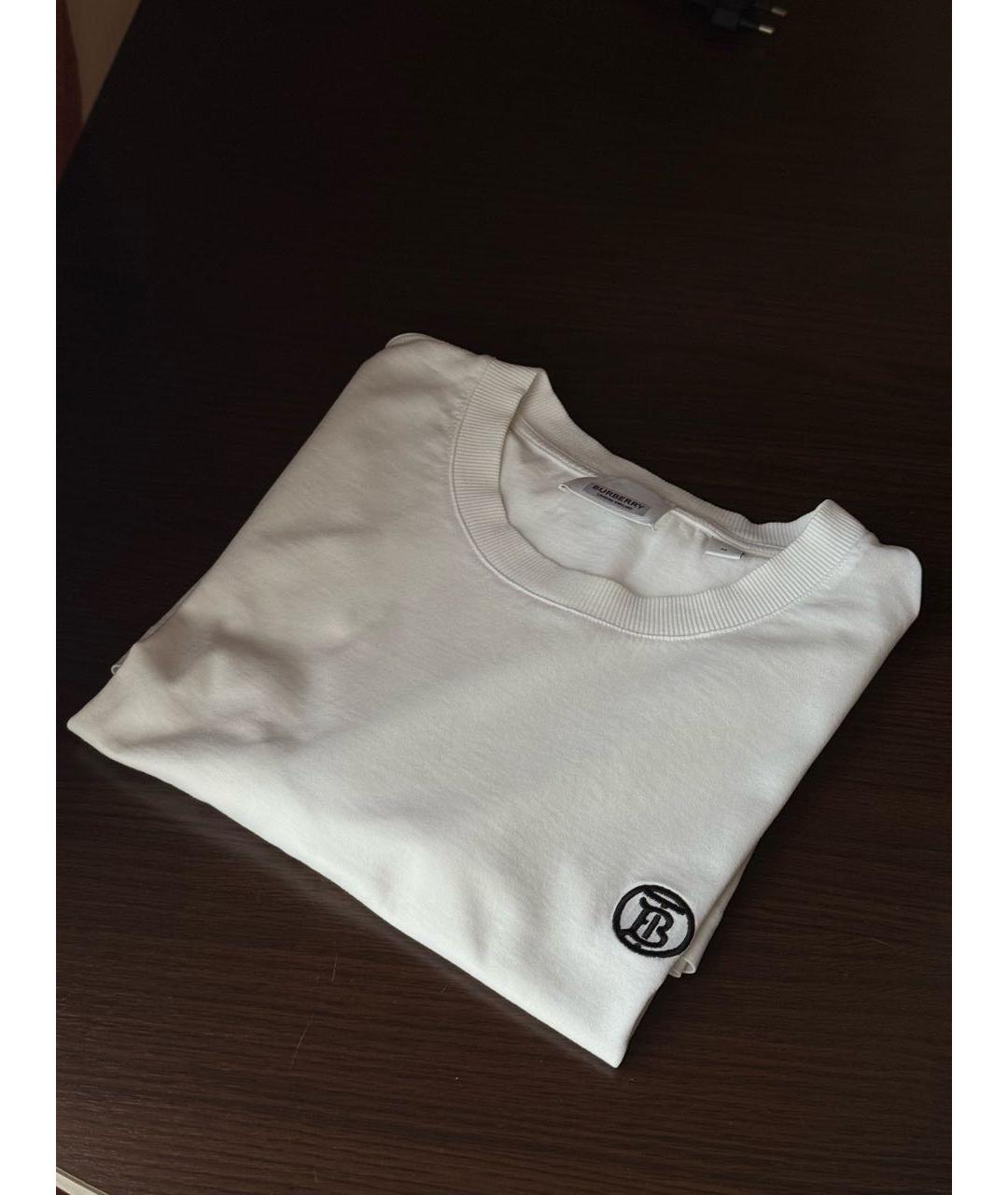 BURBERRY Белая хлопковая футболка, фото 5