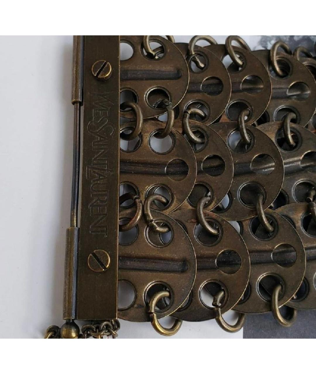 SAINT LAURENT Коричневый металлический чокер, фото 4