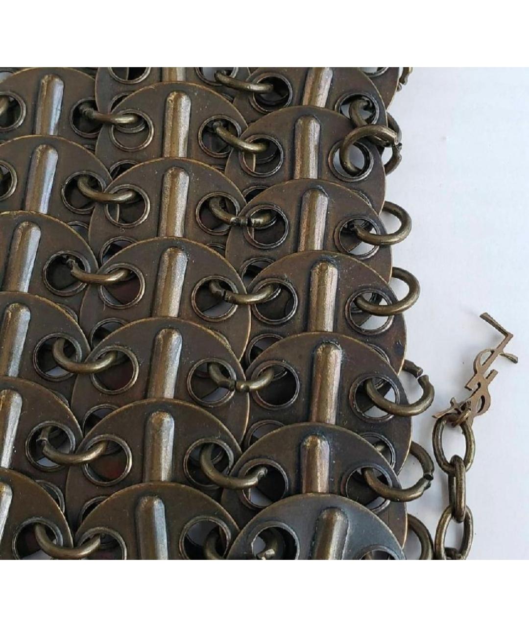 SAINT LAURENT Коричневый металлический чокер, фото 3