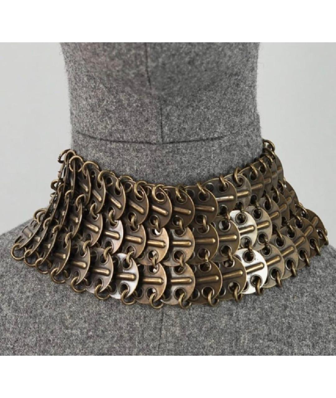 SAINT LAURENT Коричневый металлический чокер, фото 8