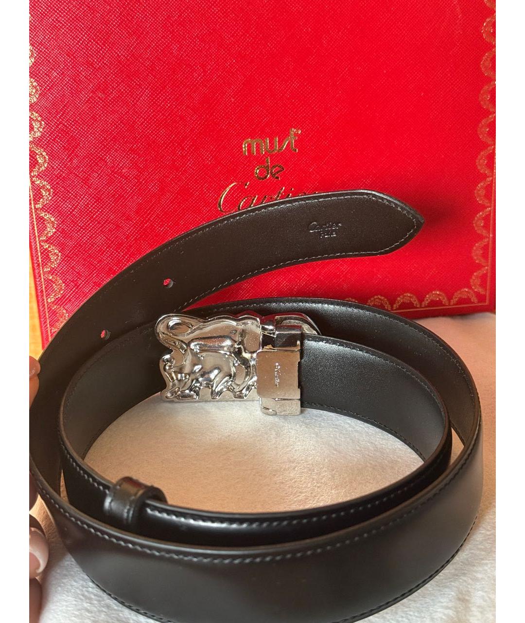 CARTIER Черный кожаный ремень, фото 4