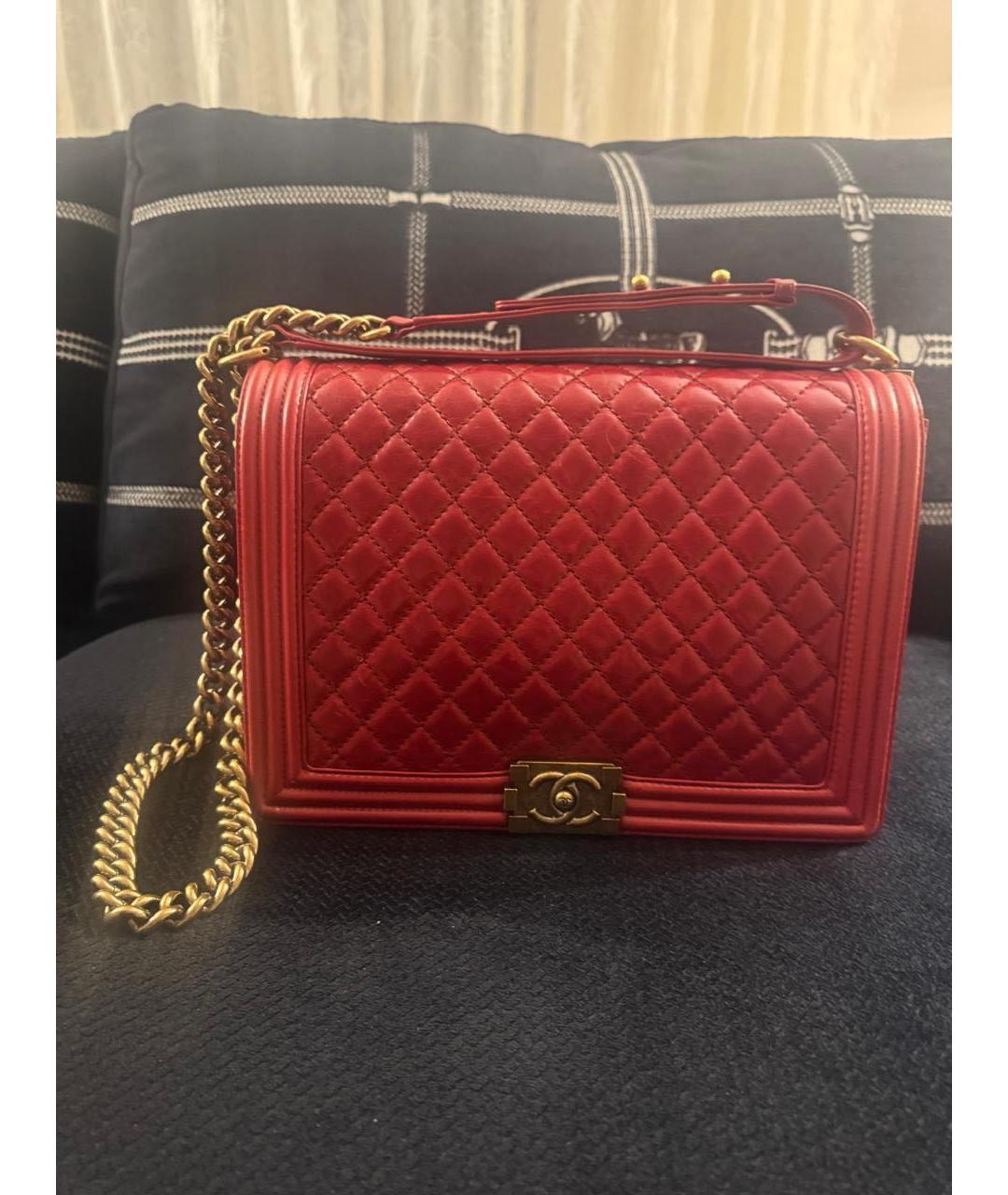 CHANEL Красная кожаная сумка через плечо, фото 7