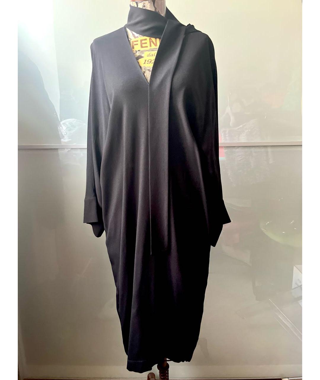 HERMES Черное шелковое повседневное платье, фото 2