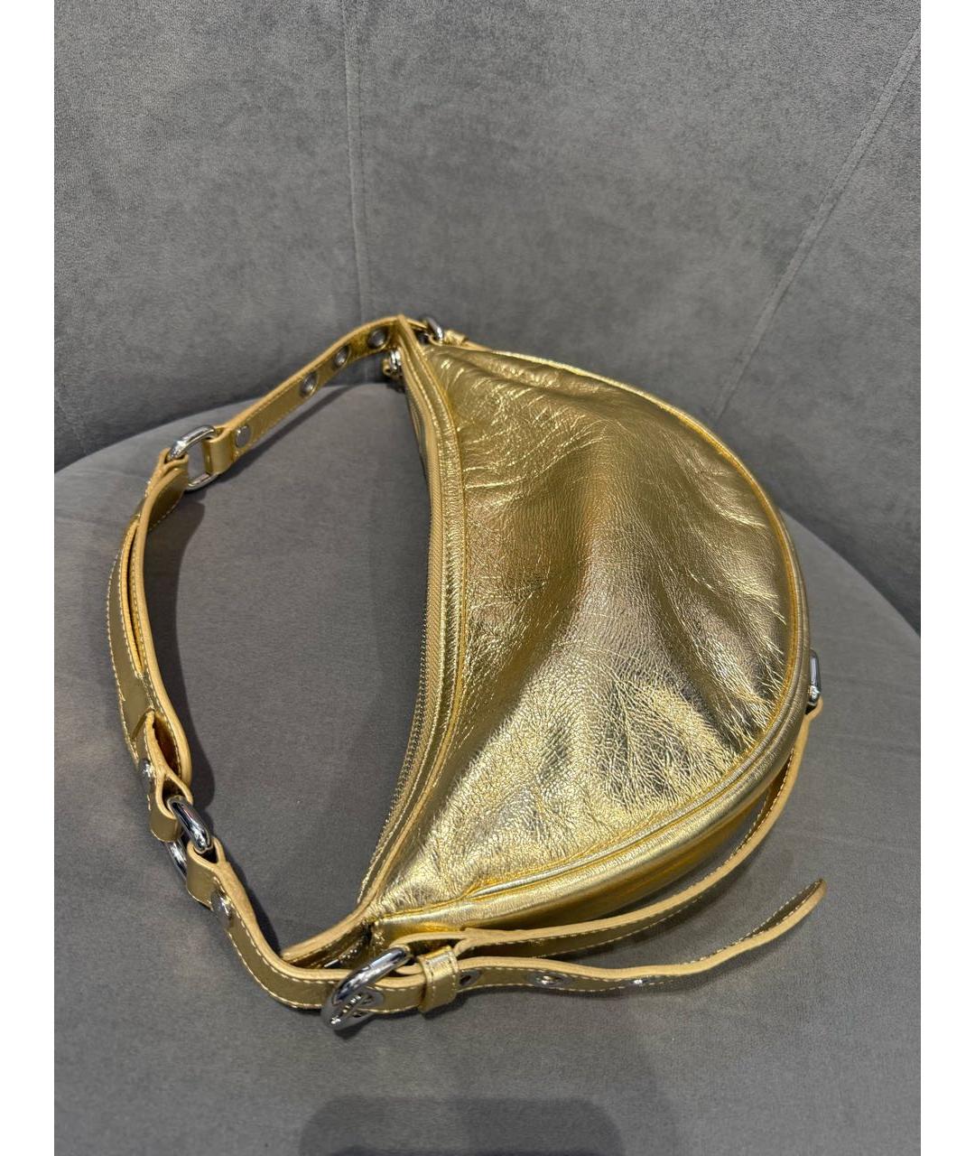 BY FAR Золотая кожаная сумка с короткими ручками, фото 2